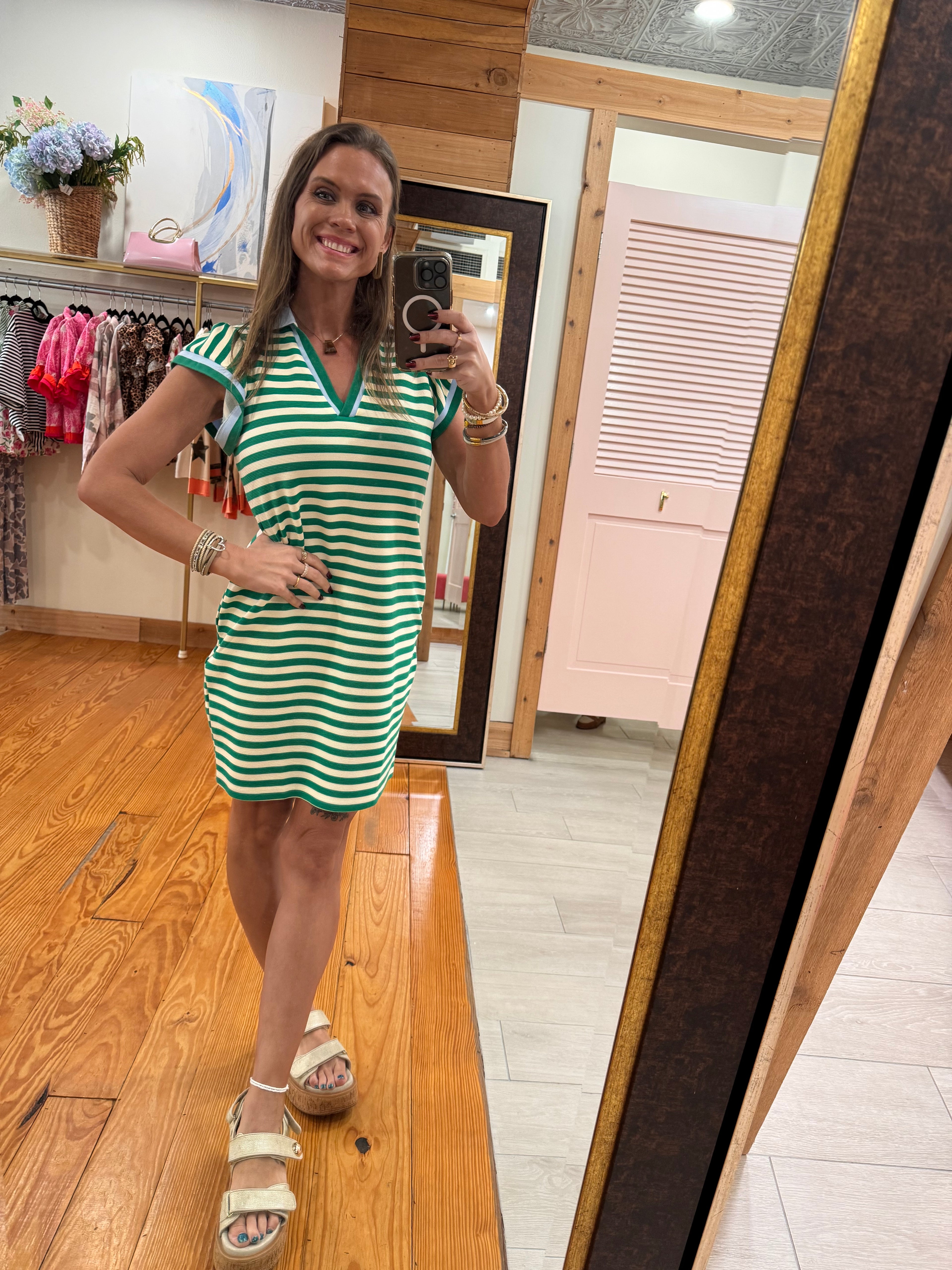 Green Striped Dress