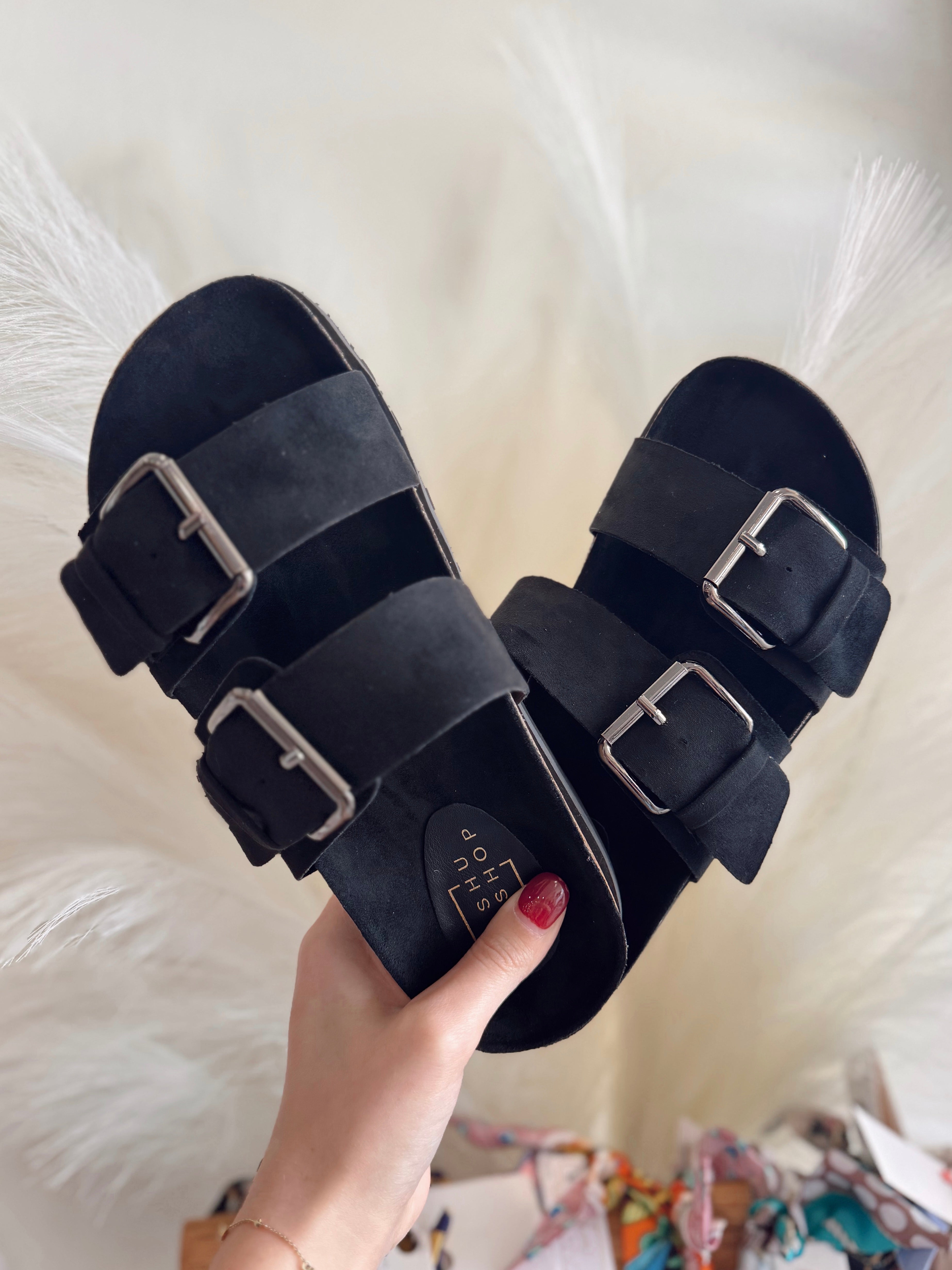 Carla Black Suede Sandal