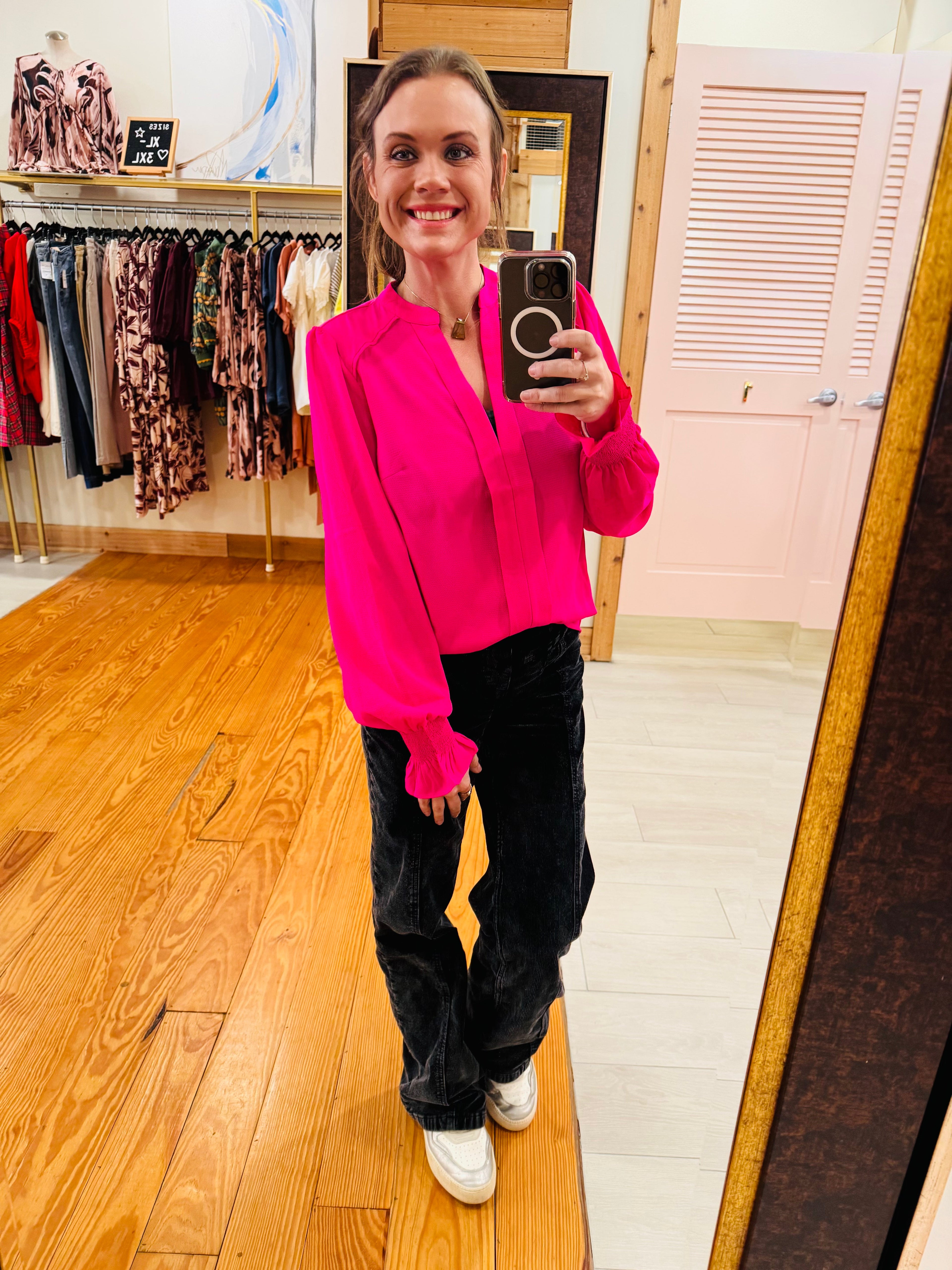 Casual Crush Smocked Blouse - Pink