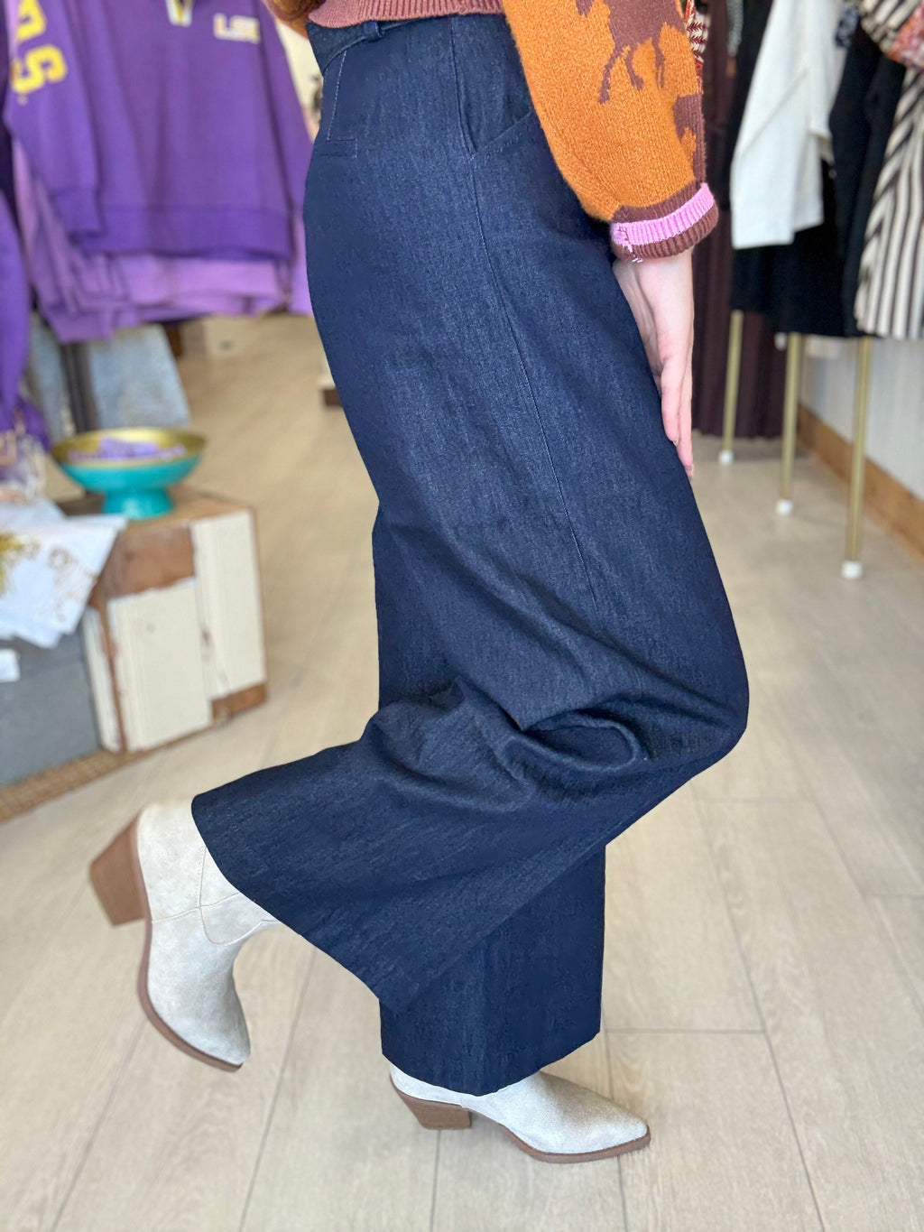 Nora Belted Denim Trouser