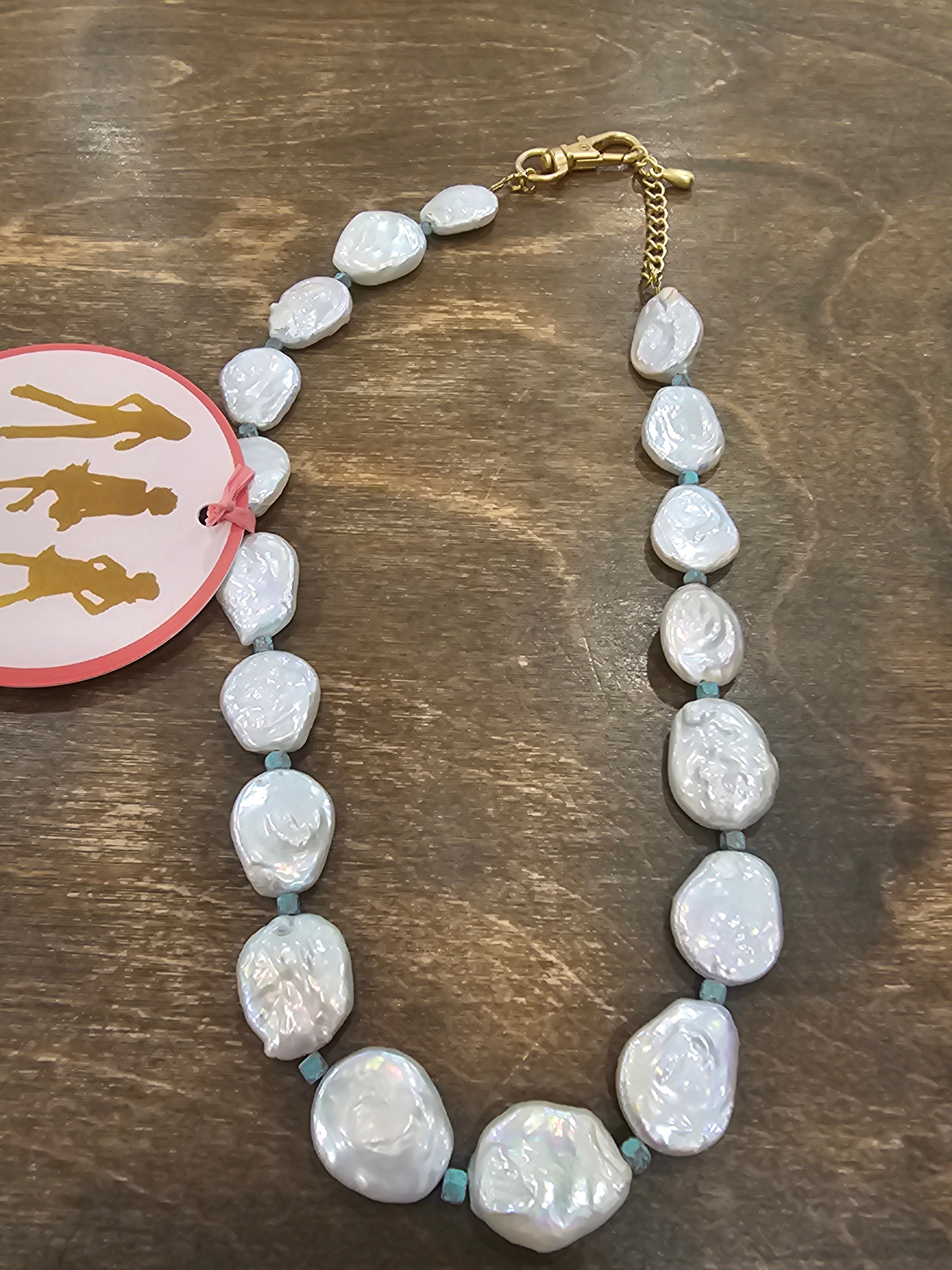 Coin Pearl & Brass Necklace Virtue